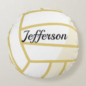 カスタム金ゴールドと白バレーボール ラウンドクッション (正面)