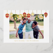 カスタム金ゴールドの概要オーナメント赤い緑の写真 箔シーズンカード (正面)