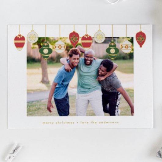 カスタム金ゴールドの概要オーナメント赤い緑の写真 箔シーズンカード