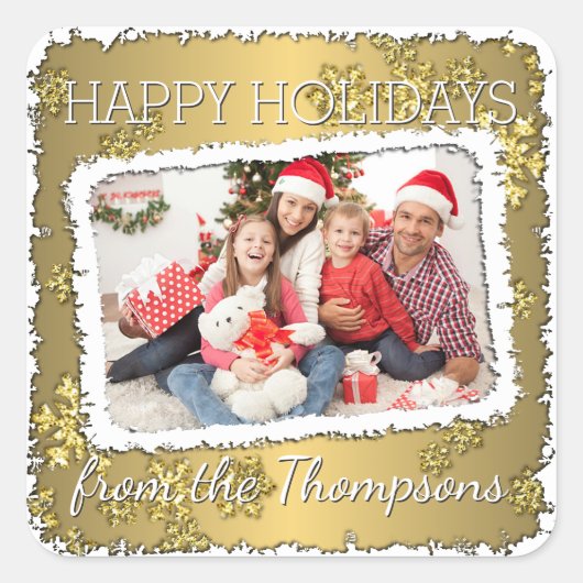 カスタム金ゴールドの雪フェイク片の写真 スクエアシール (正面)