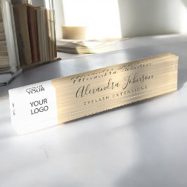 カスタム金ゴールドまつ毛エクステンション デスクネームプレート