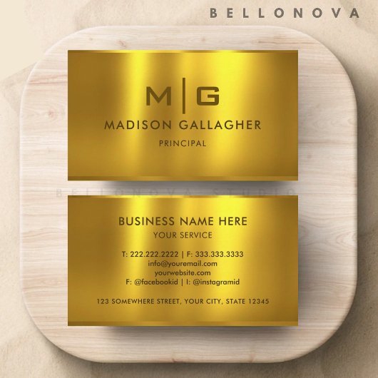 カスタム金ゴールドイエローメタルプロフェッショナル 名刺