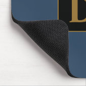 カスタム金ゴールドイニシャル付き青 マウスパッド (コーナー)