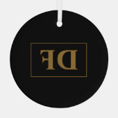 カスタム金ゴールドイニシャル ガラスオーナメント (裏面)