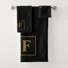 カスタム金ゴールドイニシャル バスタオルセット
