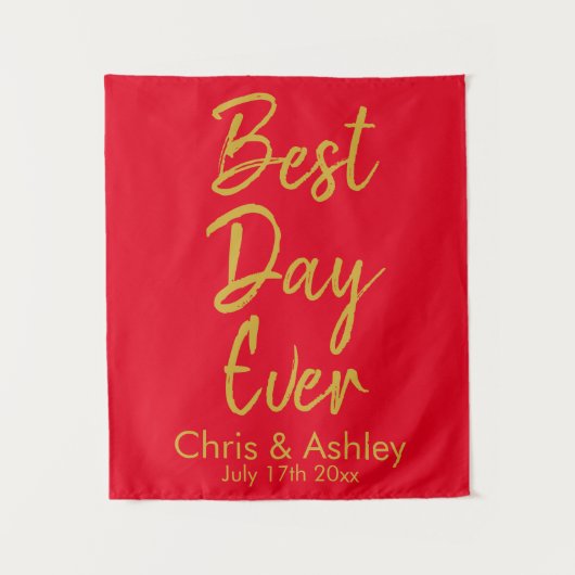 カスタム金ゴールドウェディングレセプション最高のデイエバー タペストリー (正面)