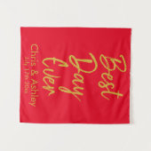 カスタム金ゴールドウェディングレセプション最高のデイエバー タペストリー (正面(横))