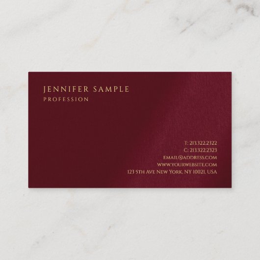 カスタム金ゴールドエレガントカラー文字プレミアムシックルクセ 名刺 (裏面)