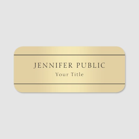 カスタム金ゴールドエレガントテンプレート 名札 (正面)