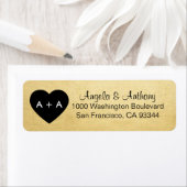 カスタム金ゴールドエレガントハート結婚差出人住所 ラベル (インサイチュ)