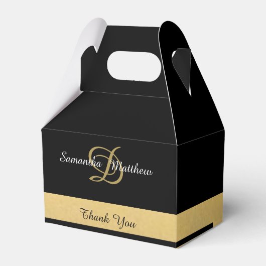 カスタム金ゴールドエレガントブラックカラーモノグラムイニシャル フェイバーボックス (正面サイド)