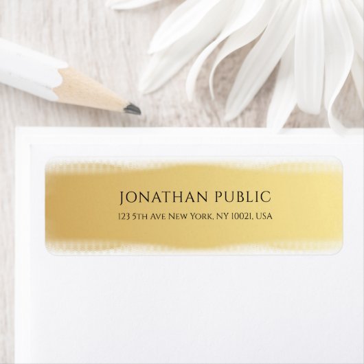 カスタム金ゴールドエレガントホワイトテンプレート差出人住所 ラベル (インサイチュ)