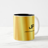 カスタム金ゴールドエレガントルックモノグラムテンプレート ツートーンマグカップ (正面右)