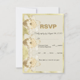 カスタム金ゴールドエレガント枠付き水仙 出欠カード