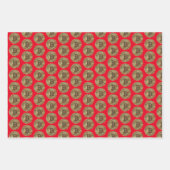 カスタム金ゴールドカラーBitcoin Cryptocurrencyロゴ赤 ラッピングペーパーシート (正面)