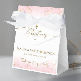 カスタム金ゴールドクロスカサンキューガール《キリスト教》洗礼式や命名式 フェイバーボックス