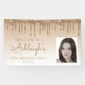 カスタム金ゴールドグリッタードリップ18th誕生日パーティー 横断幕 (横)