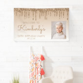 カスタム金ゴールドグリッタードリップ50th誕生日パーティー 横断幕 (インサイチュ)