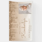 カスタム金ゴールドグリッタードリップ50th誕生日パーティー 横断幕 (縦)