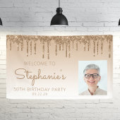 カスタム金ゴールドグリッタードリップ50th誕生日パーティー 横断幕