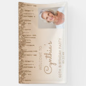 カスタム金ゴールドグリッタードリップ60th誕生日パーティー 横断幕 (縦)