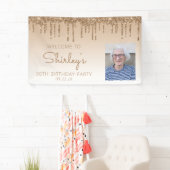 カスタム金ゴールドグリッタードリップ90th誕生日パーティー 横断幕 (インサイチュ)