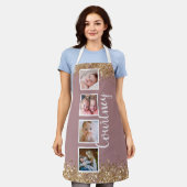 カスタム金ゴールドグリッターバラ写真丁合 エプロン (着用した状態)