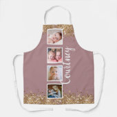 カスタム金ゴールドグリッターバラ写真丁合 エプロン (正面)