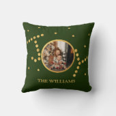 カスタム金ゴールドグリーンクリスマスホリデー クッション (裏面)