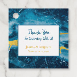 カスタム金ゴールドゲードアゲートジェムストーンブルー フェイバータグ