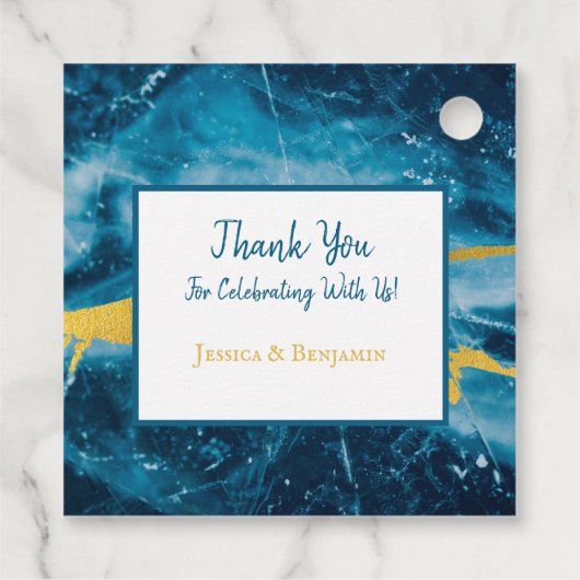 カスタム金ゴールドゲードアゲートジェムストーンブルー フェイバータグ (裏面)