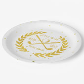 カスタム金ゴールドゴルフクラエレガントブミニマルドモダンット ペーパープレート (アングル)