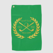 カスタム金ゴールドゴルフクラエレガントミニマル モダンブ ゴルフタオル (正面)
