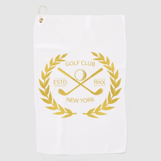 カスタム金ゴールドゴルフクラエレガントミニマル モダンブ ゴルフタオル (正面)