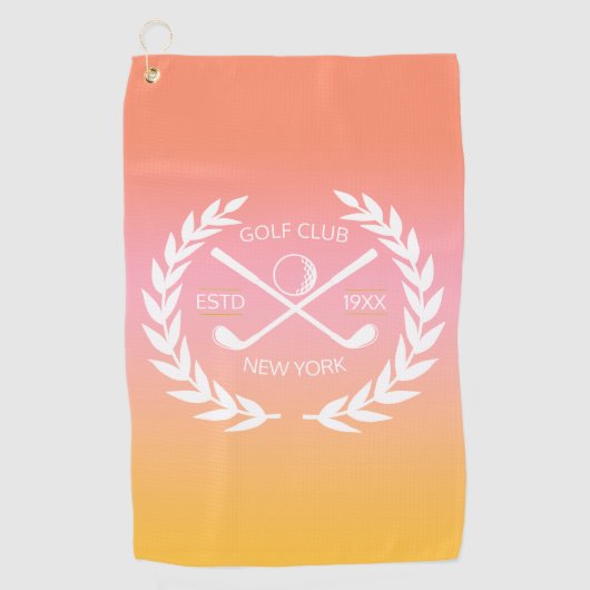カスタム金ゴールドゴルフクラエレガントミニマル モダンブ ゴルフタオル (正面)