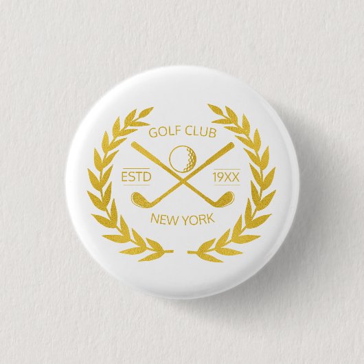 カスタム金ゴールドゴルフクラエレガントミニマル モダンブ 缶バッジ (正面)