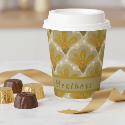 カスタム金ゴールドシェード水カラーフローラ 紙コップ