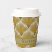 カスタム金ゴールドシェード水カラーフローラ 紙コップ (裏面)