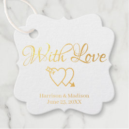 カスタム金ゴールドスクリプトハート結婚のギフト フェイバータグ