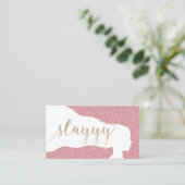 カスタム金ゴールドスクリプトバラ金ゴールドグリッターサロン 名刺 (スタンド正面)