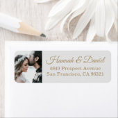 カスタム金ゴールドスクリプト写真結婚の差出人住所 ラベル (インサイチュ)