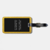 カスタム金ゴールドスタイリッシュグリッターブラシモノグラム ラゲッジタグ (裏面横)