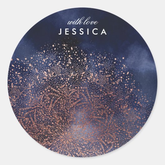 カスタム金ゴールドスパークルクリスマスラウンドステッカー ラウンドシール (正面)