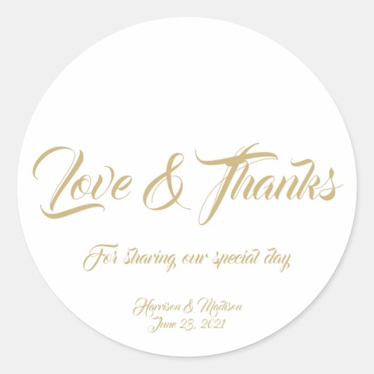 カスタム金ゴールドス結婚クリプトのギフトメッセージカード ラウンドシール (正面)
