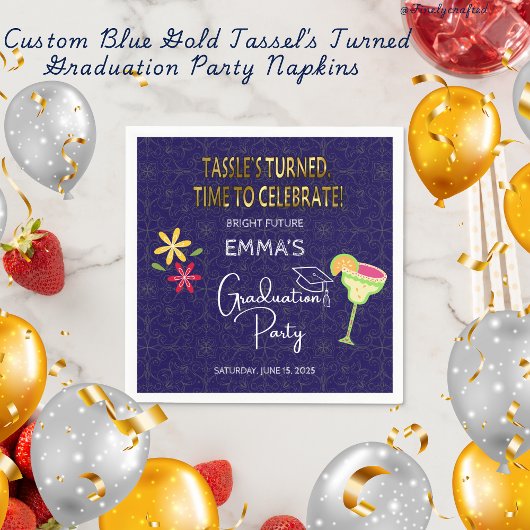カスタム金ゴールドタッセルߴs卒業式パーティー スタンダードカクテルナプキン