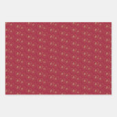 カスタム金ゴールドハートチャームオンブルゴーニュ ラッピングペーパーシート (正面3)