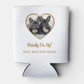 カスタム金ゴールドハートフォトドッグ結婚ズ 缶クーラー (正面)