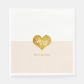 カスタム金ゴールドハートミニマ結婚リストナプキン スタンダードランチョンナプキン (正面)