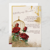 カスタム金ゴールドバラ結婚バンドル 招待状 (正面/裏面)