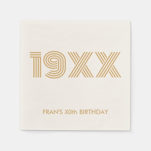 カスタム金ゴールドパーソナライズされた誕生日 スタンダードカクテルナプキン (正面)